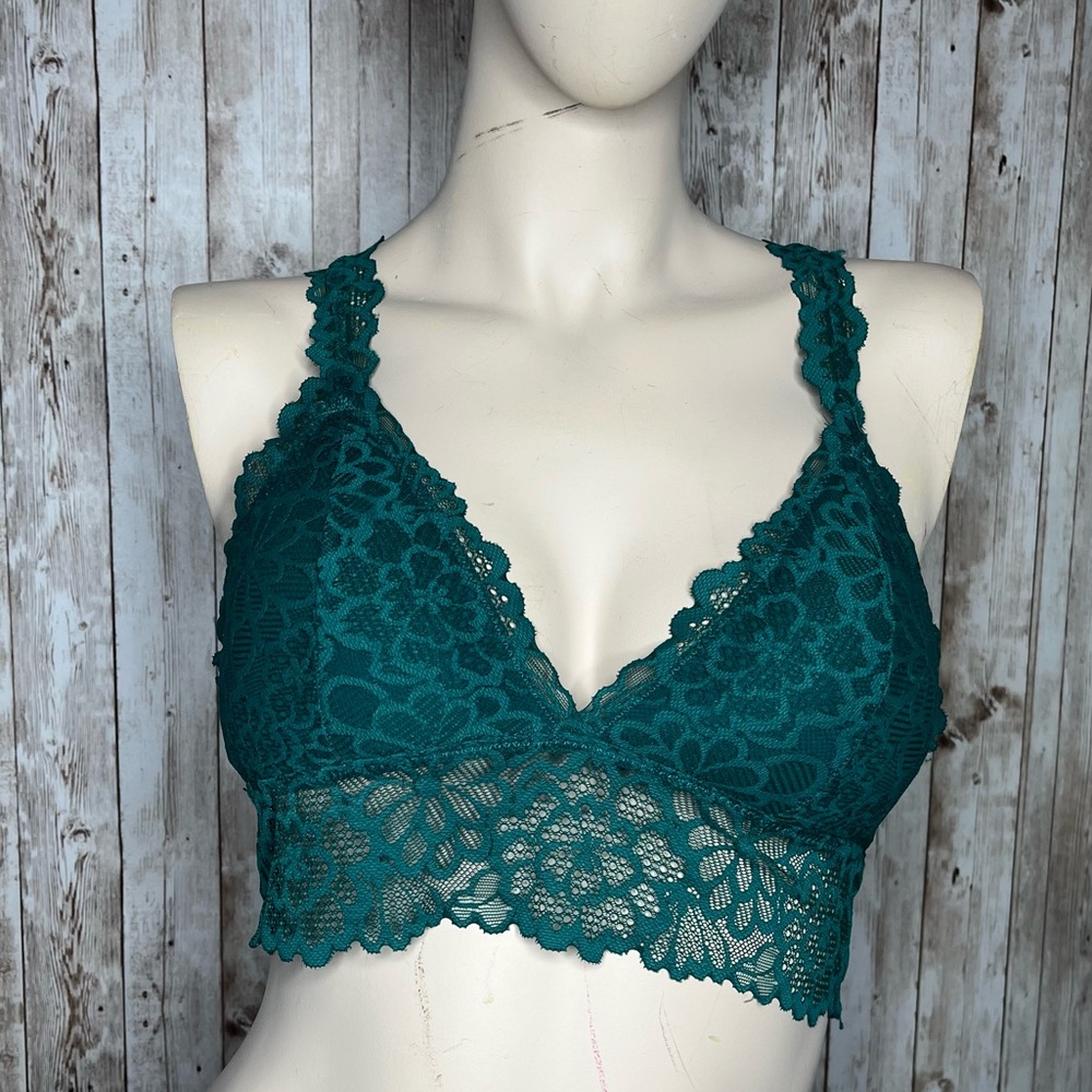 aerie Emerald Green Stretch Lace Bralette Racerback Style Size Medium